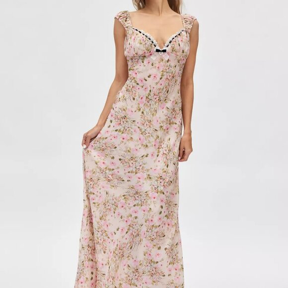 Emmaline Floral Lace Trim Maxi Dress - Picture 2 of 12